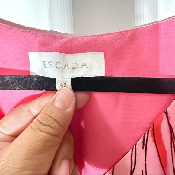 Escada Silk Floral Sleeveless Midi Dress Pink Orange Size 42 - Picture 7 of 9